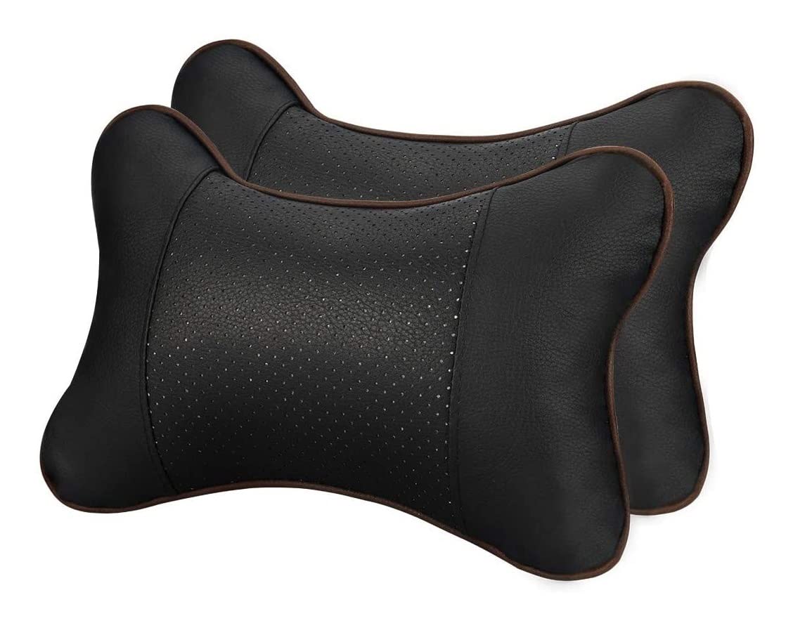 1 Pieza de Almohadas para el Cuello del Coche Protector de Soporte para la Cabeza de Cuero de la PU Negro/Rojo Cojín del Respaldo del reposacabezas Universal Apto para Todos los vehículos (