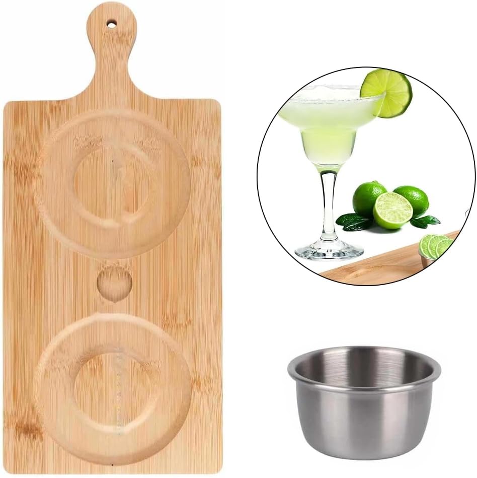 Professional Grade Bar Accessory Wooden Edge Tray For Cocktail Decorating Salt Sugar Trim Dishwasher Friendly Design