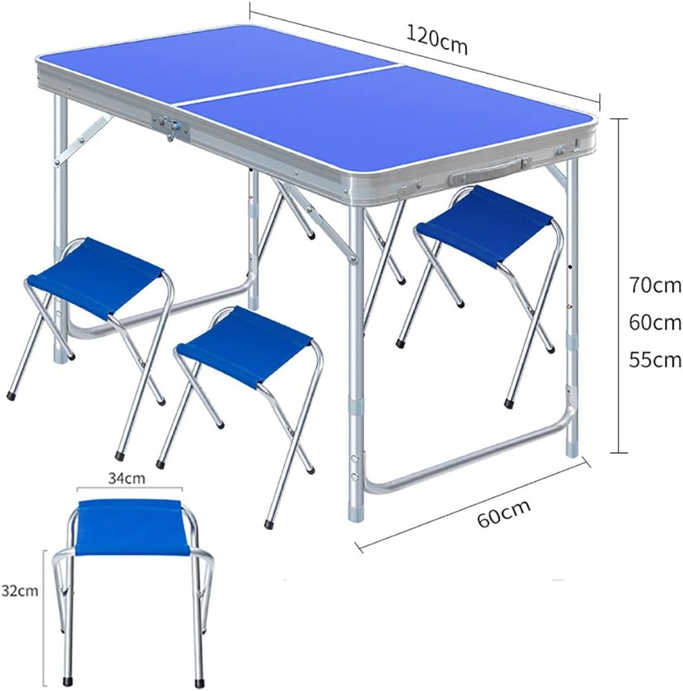 Folding Table and Chair Set, Portable Outdoor Stall Table, Home Dining Table, Study Writing Desk, (Table×1+Chair×4) for Home, Outdoor