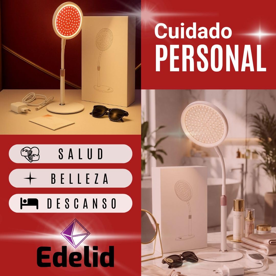 Lampara luz roja Red light therapy: Mejora la piel, descanso reparador, cura lesiones y más vitalidad - Promueve la producción natural de magnesio, colageno, melatonina, vitamina D y hierro