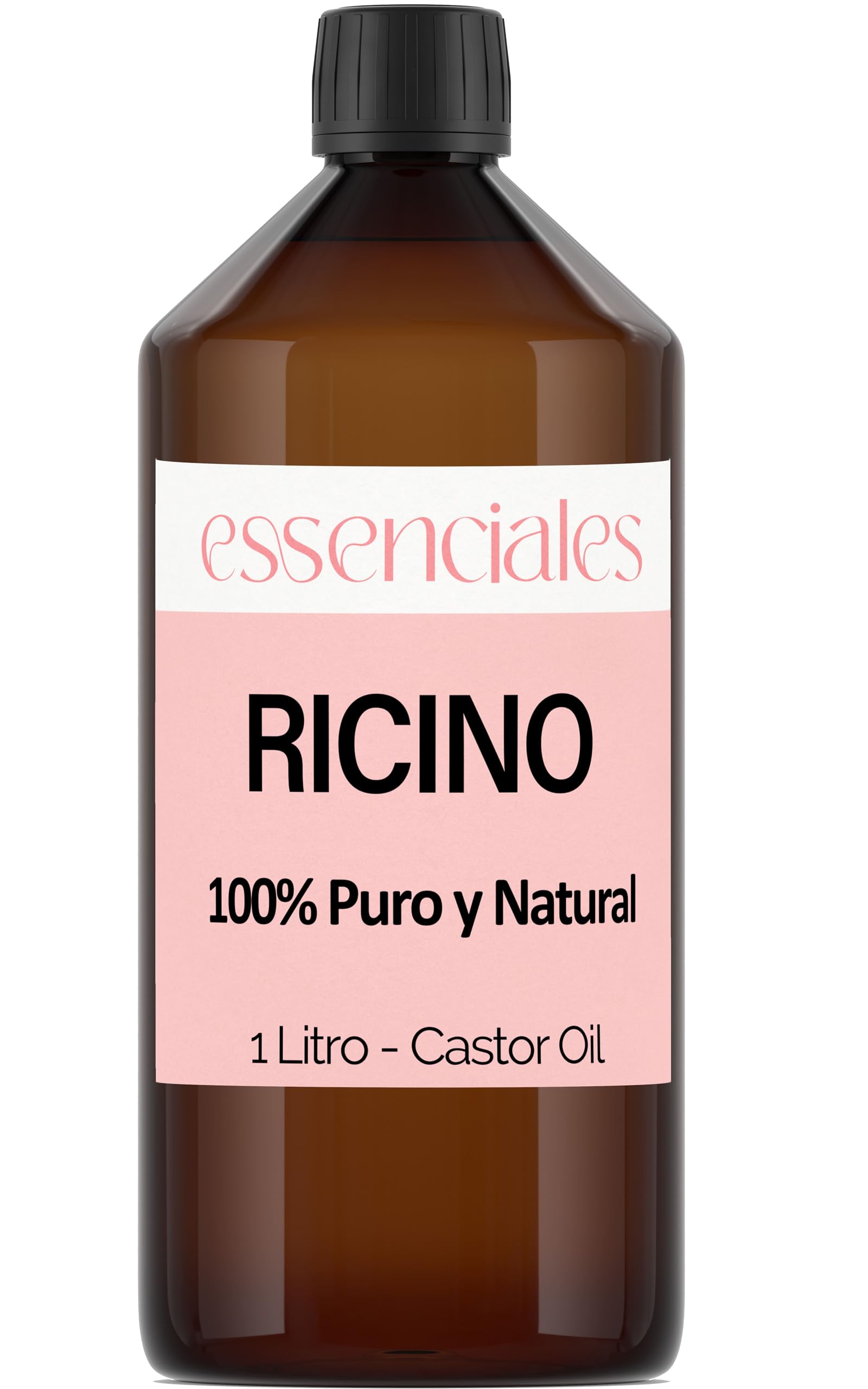 Essenciales - Aceite Vegetal de Ricino, 100% Puro y Natural, 1 Litro | Aceite Vegetal Ricinus Communis, 1º Presión en Frío