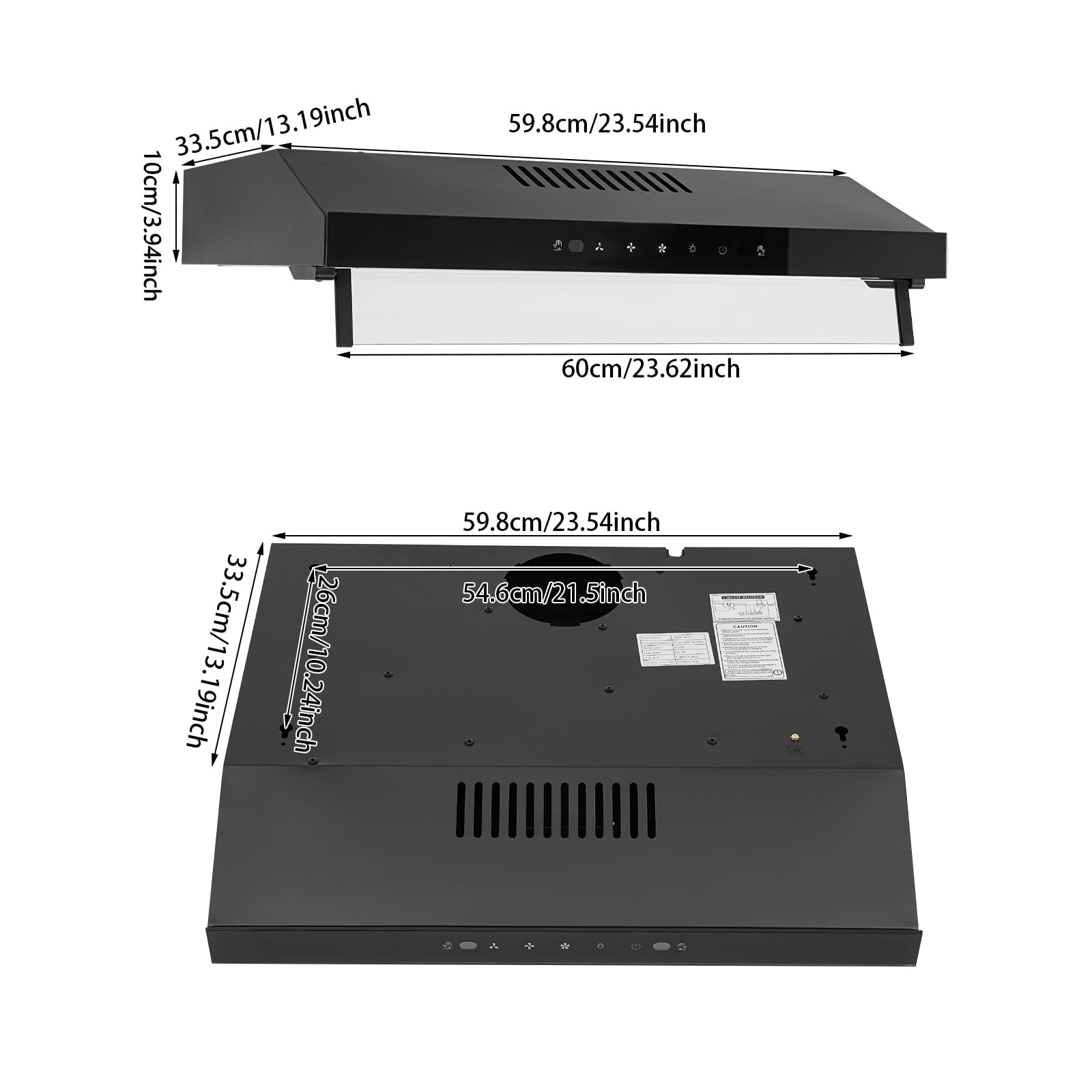 Dunstabzugshaube 60cm Touch Control Wandhaube, leise mit LED, Umluft Abluft