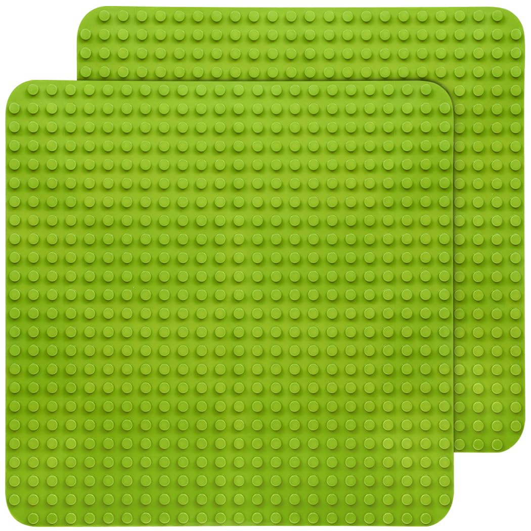 Lekebaby2PCS Light Green Classic Large Base Plates Compatible with All Major Brands, 38 x 38 cm Building Plate for Creative Toddlers and Kids Toys