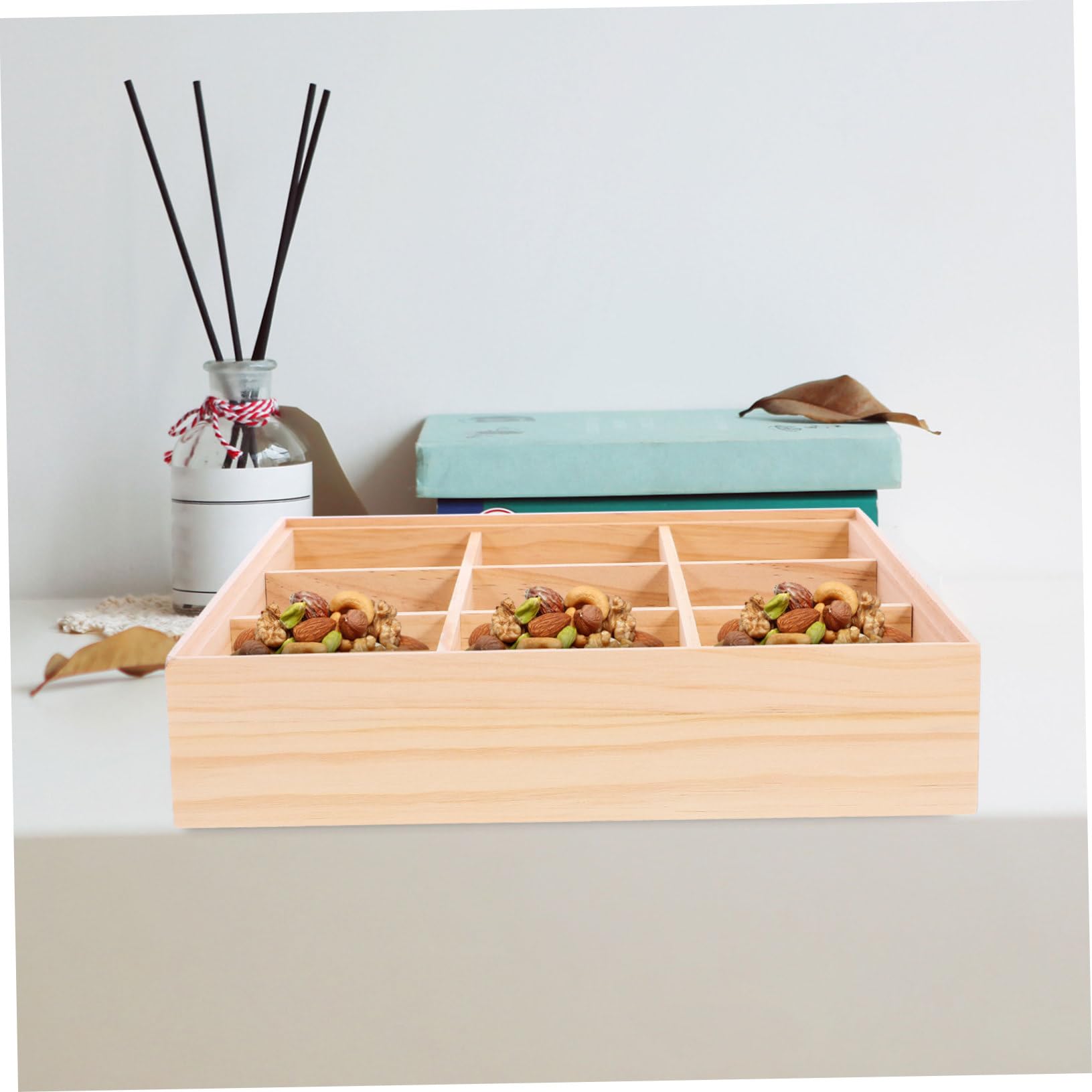 Amosfun Holz Teebeutelbox mit Fächern für Snack, Keks und Dessert