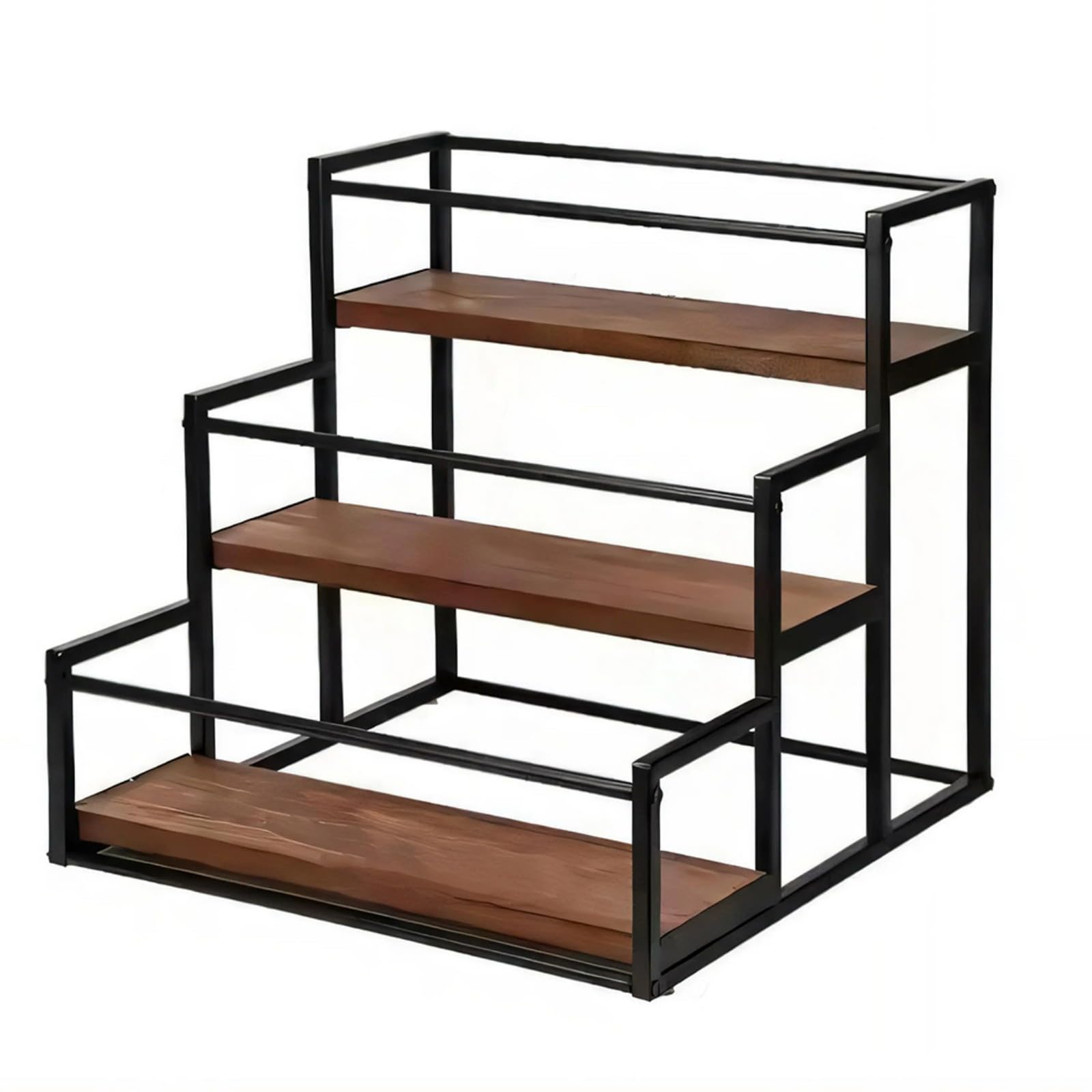 LUCKGONI Elegant 3 Layer Wine Bottle Display Structure For Kitchen Cafe Or Dining Area Featuring Strong Metal Frame And Wooden Ba
