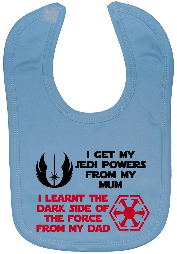 Acce Products Jedi Powers Mum Dark Side from Dad Baby Feeding Bib Touch Attached 0 to approx 3 Years - Blue