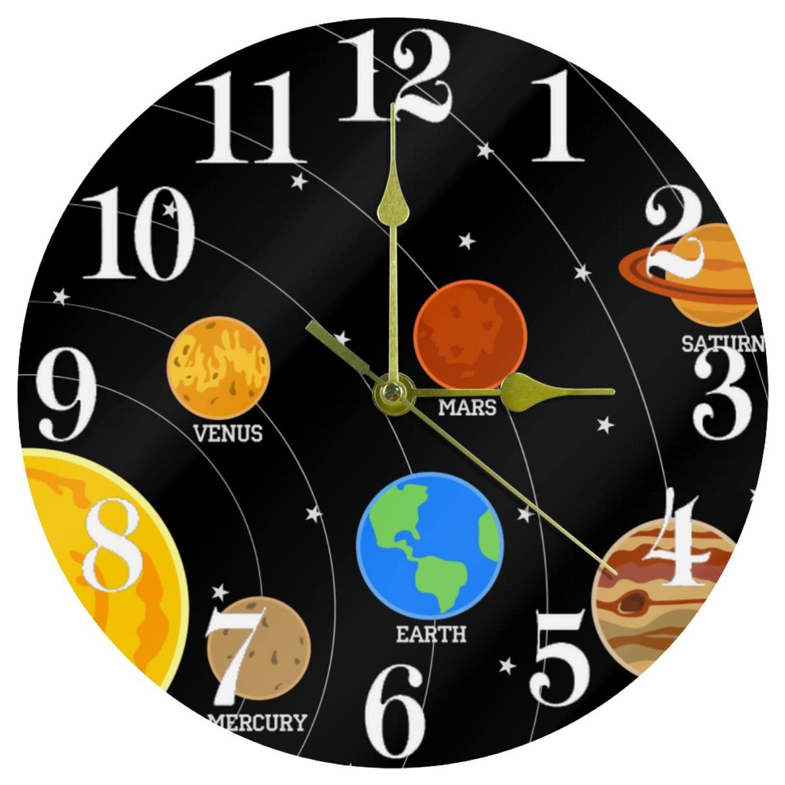 Horloge murale fonctionne à piles Universe Planet pour supprimer le bruit du tic-tac