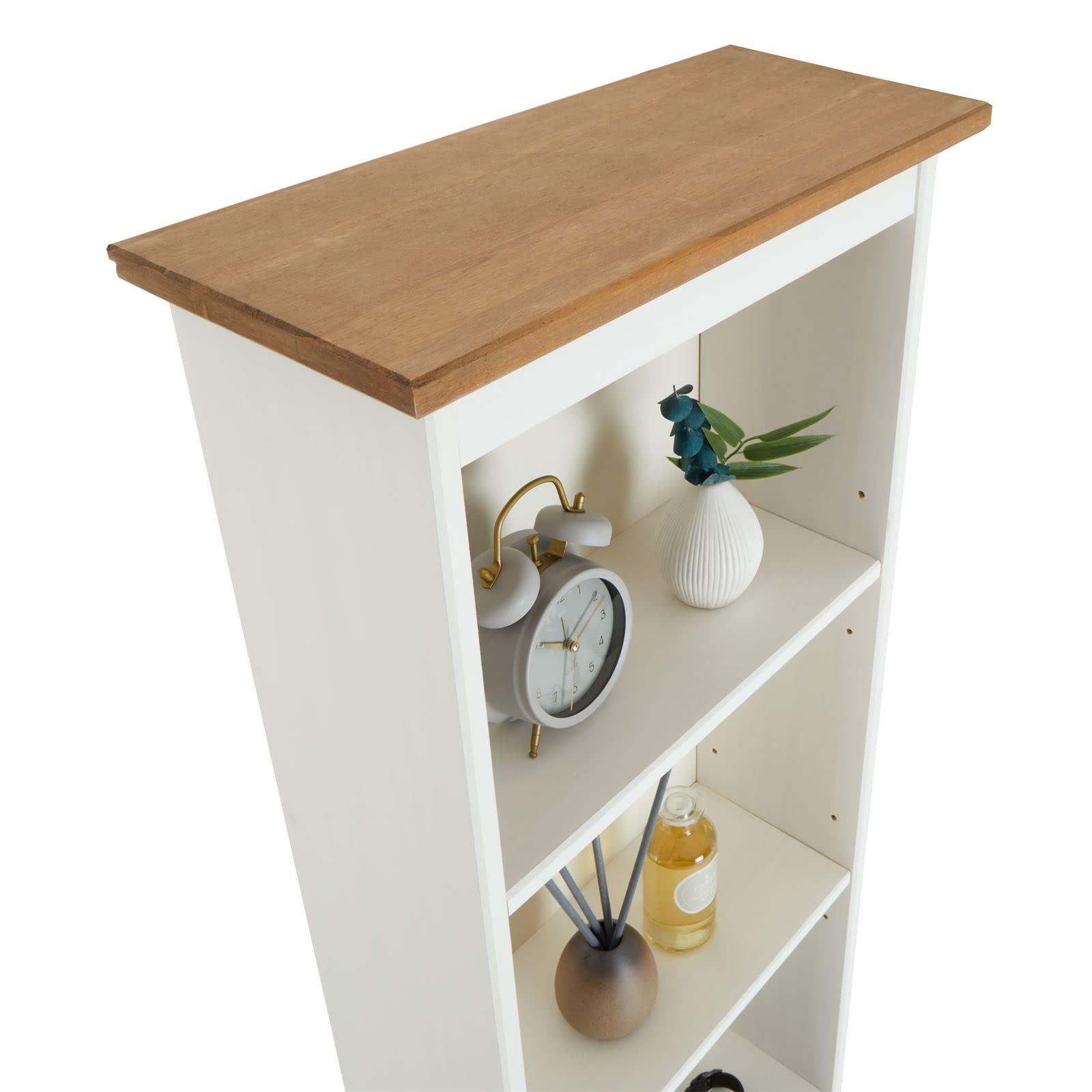 IDIMEX Bibliothèque Campo étagère en Bois Style Mexicain avec 4 tablettes, en pin Massif lasuré Blanc et Brun