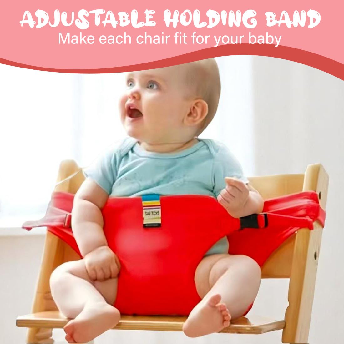 Cinturino di Sicurezza Universale per Seggiolone Pappa, Seggiolini Sicurezza Bambini con Cinghie, Rosso