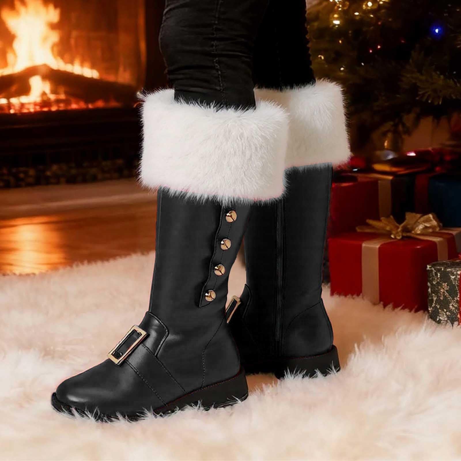 Generisch - Botines con altura media para días fríos, diseño de moda cómodo, estilo de deslizamiento, tacones elegantes, perfectos para trajes de fiesta y viajes de vacaciones