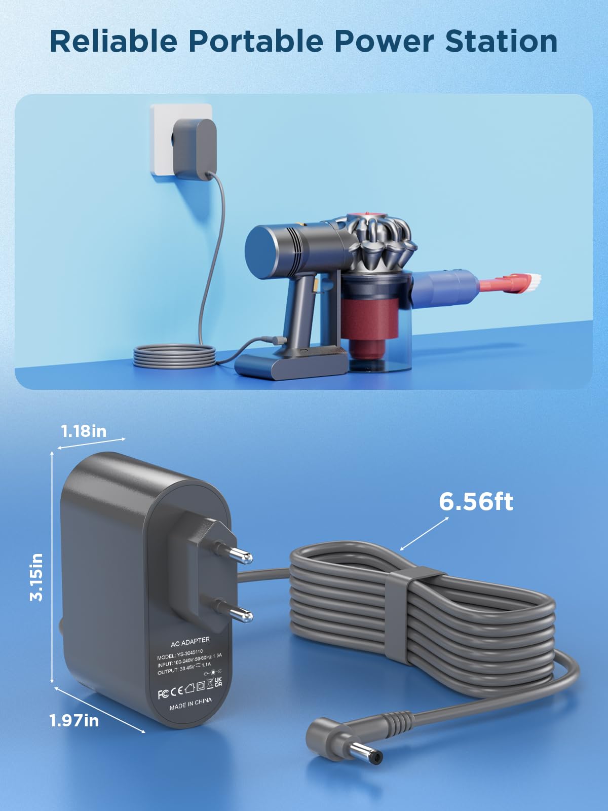 Cavo di ricarica 30,45V per Dyson V10 V11 V12 V15 SV12 SV14 SV15 SV16 SV20 SV22, alimentatore per Dyson Cyclone Absolute Animal Motorhead Fluffy, caricabatterie per aspirapolvere, accessori Vacuum