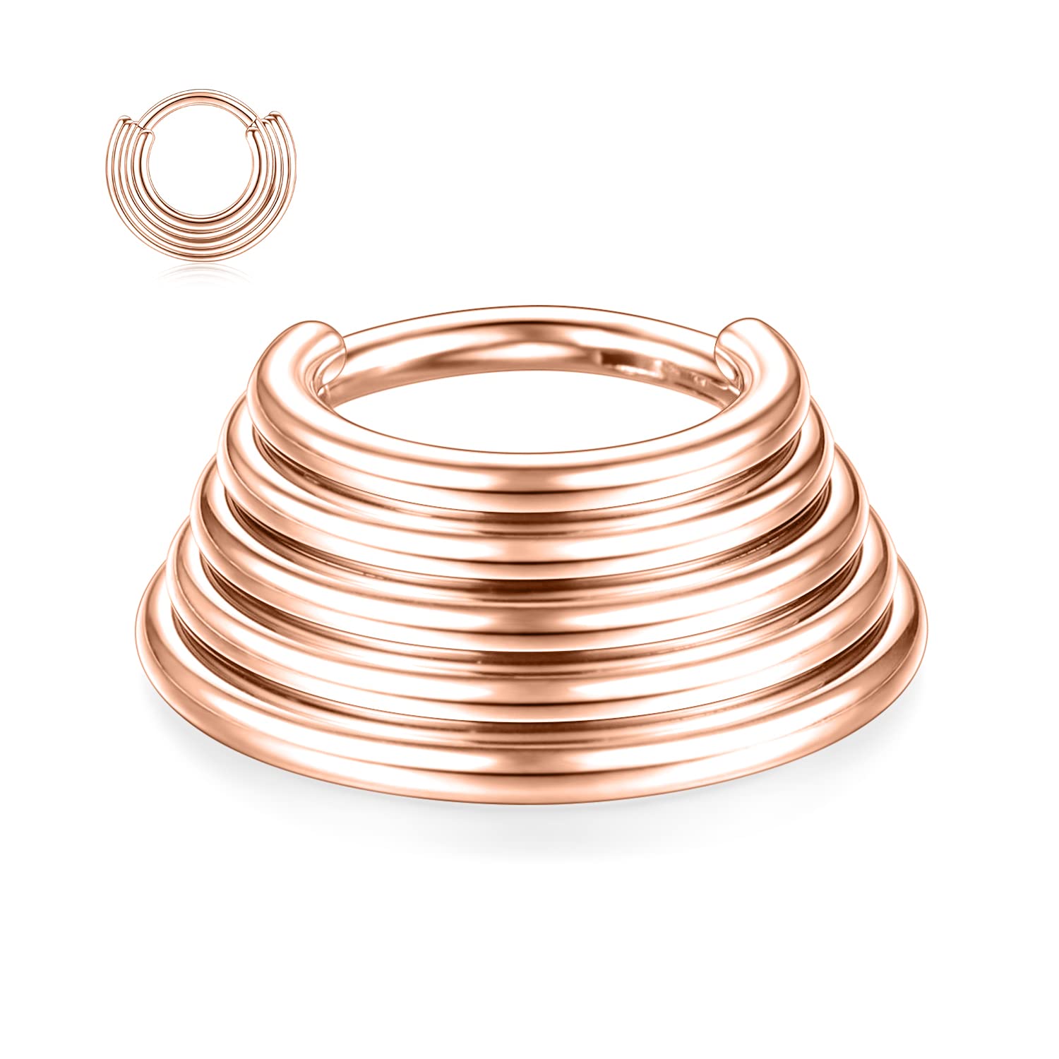 hengkaixuan 16G Septum Nose Rings Hoop Daith Earrings Surgical Steel Septum Clicker Ring Hirned Segment Seamless Clicker Ring Conch Hoop Ring Unisex Earrings Hoop Daith Piercing Jewellery — view 33