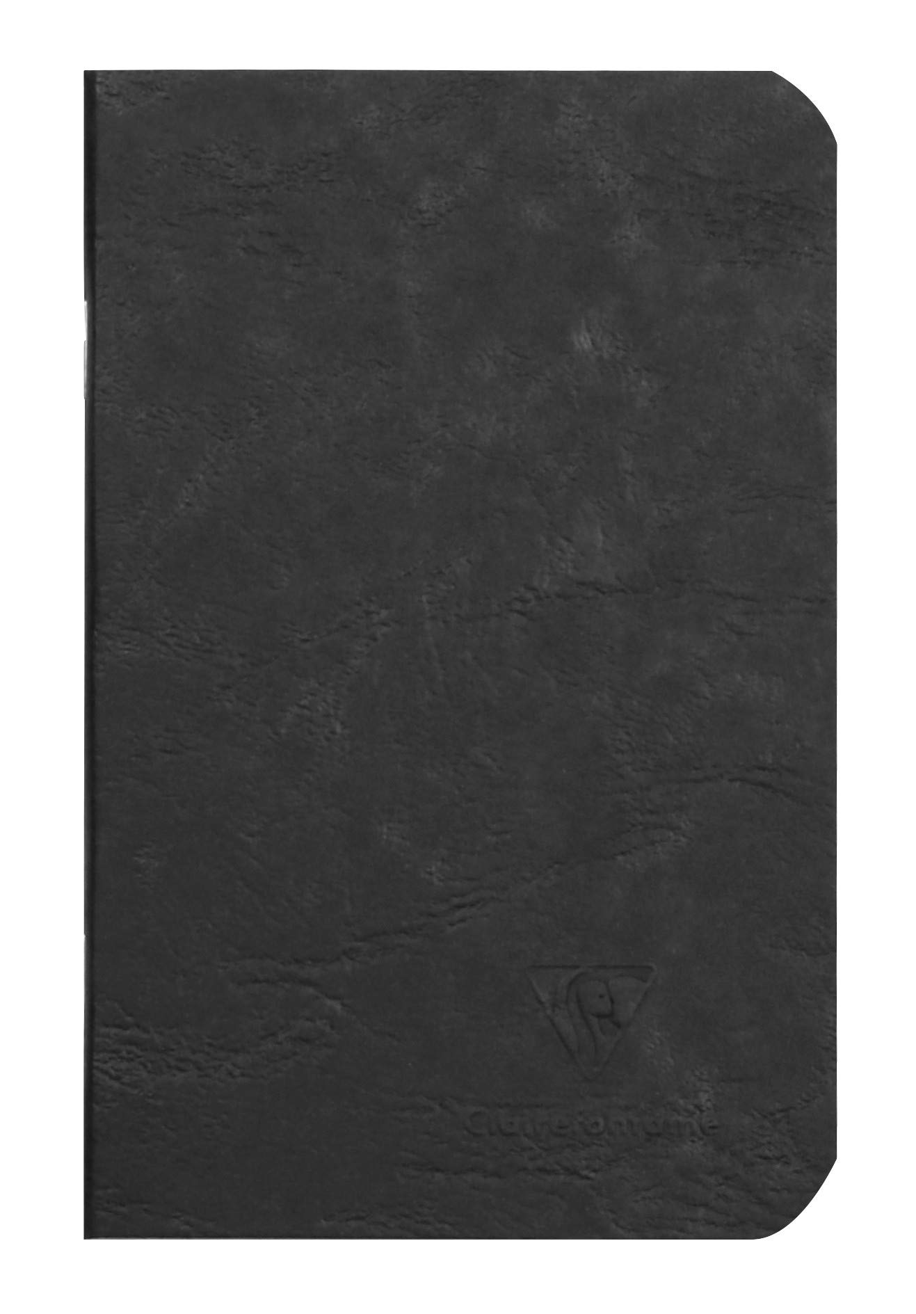 Clairefontaine734101C Collection Age Bag A Black Stapled Notebook - 9x14 cm - 96 Plain White Pages - 90 gsm Paper - Leather Grain Glossy Card Cover