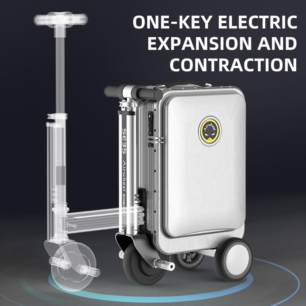 Diagram showing one-key electric expansion and contraction of the suitcase