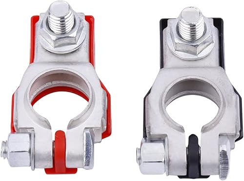Miniatura 6 de Conectores de terminal de batería (1 par), poste superior de terminal de cable de batería automático positivo y negativo con fondos de plástico