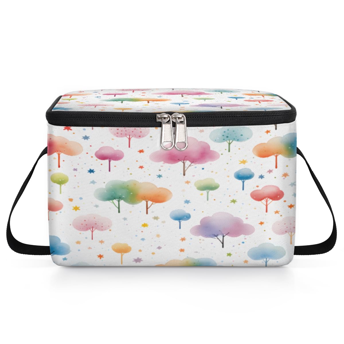 GzLeyigou Colorful Tree Lunch Bags for Women Men 9 Cans, Hot & Cold Food Delivery Bag Insulated Grocery Bag Insulated Lunch Box Cartoon Tree Cooler Bag for Office Work Picnic Beach