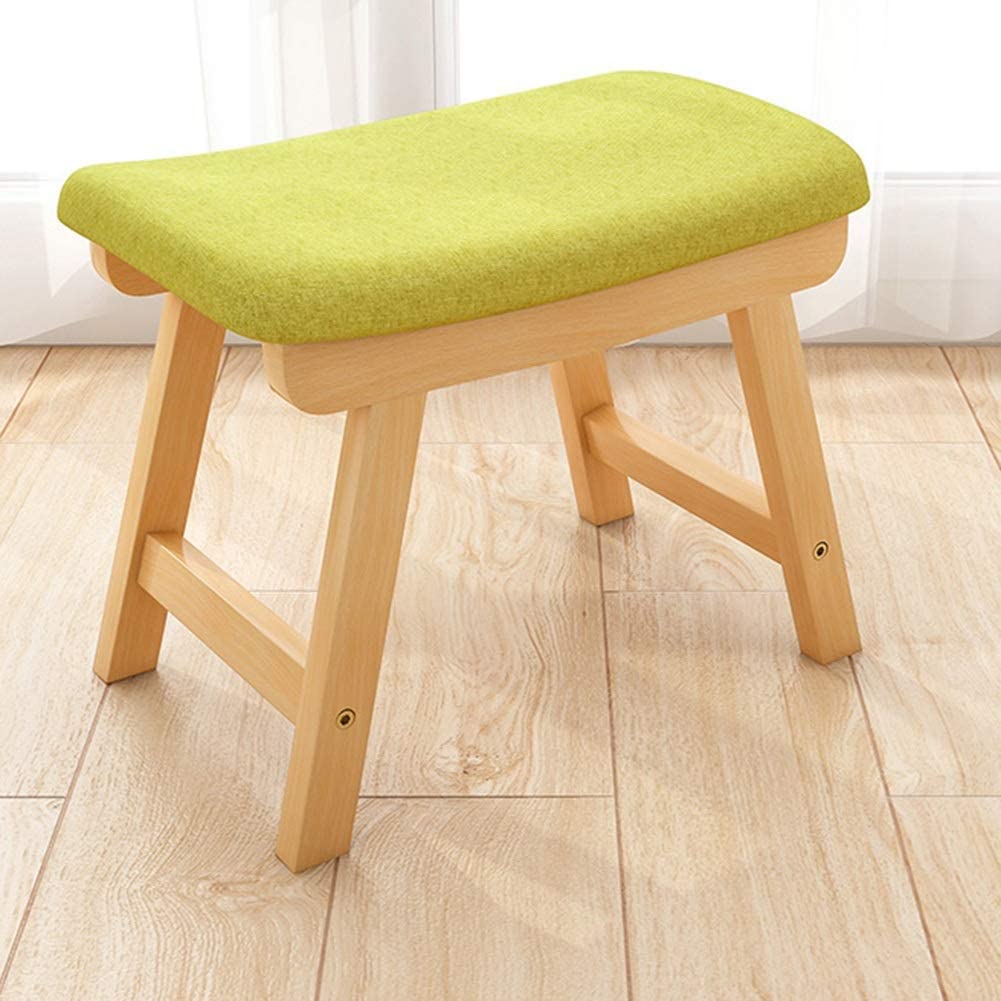 Tabouret en bois massif haut de gamme carré avec assise verte rembourrée