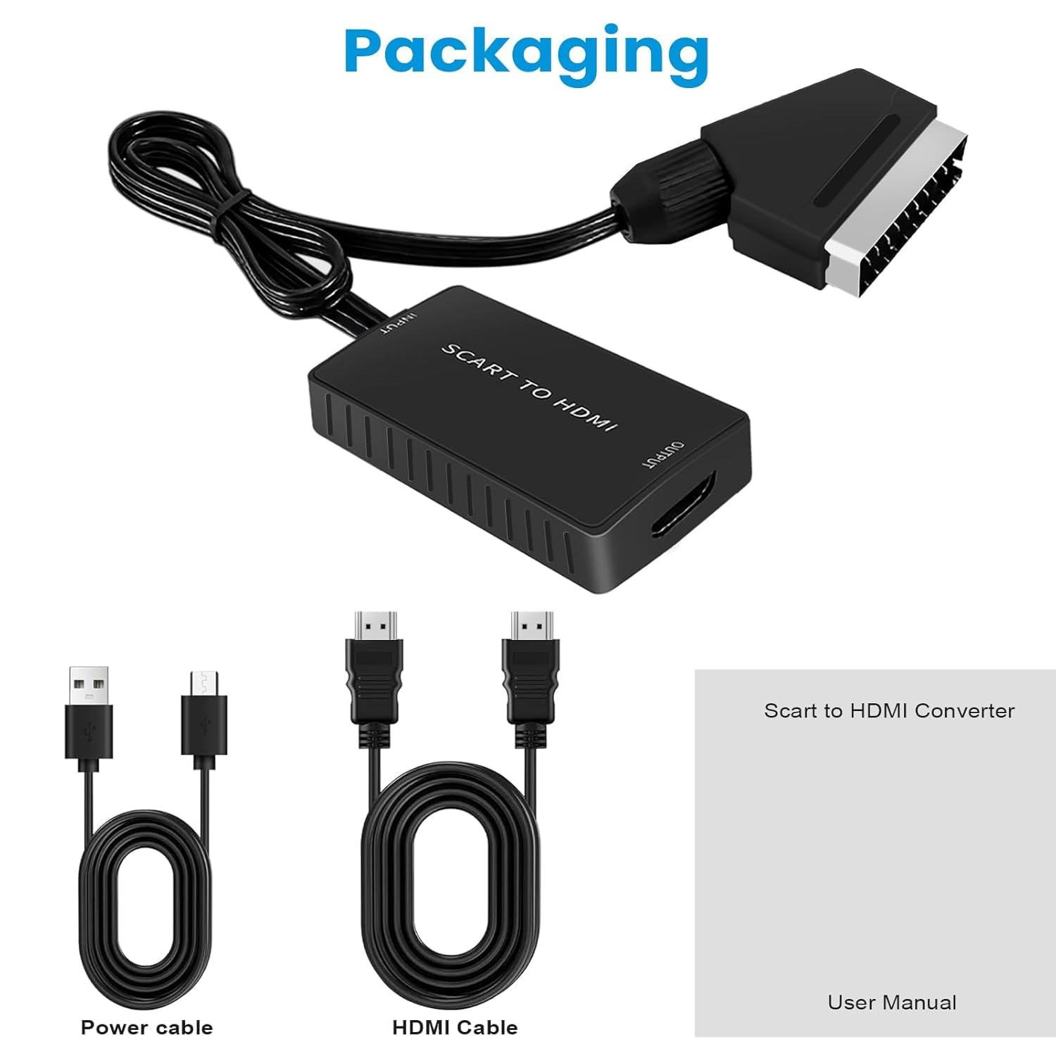 Convertisseur Péritel Vers HDMI KUYiA - 720p/1080p - Alimentation USB - Pour VHS, PS2, Wii, Décodeur, TV HD