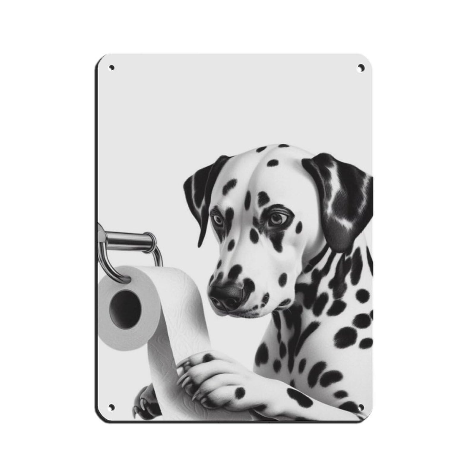 Dalmatian Dog Bathroom Art (2) Retro Poster Metal Tin Sign Chic Art Retro Iron Painting Bar People Cave Cafe Family Garage Poster Wall Decoration 12x16inch(30x40cm)