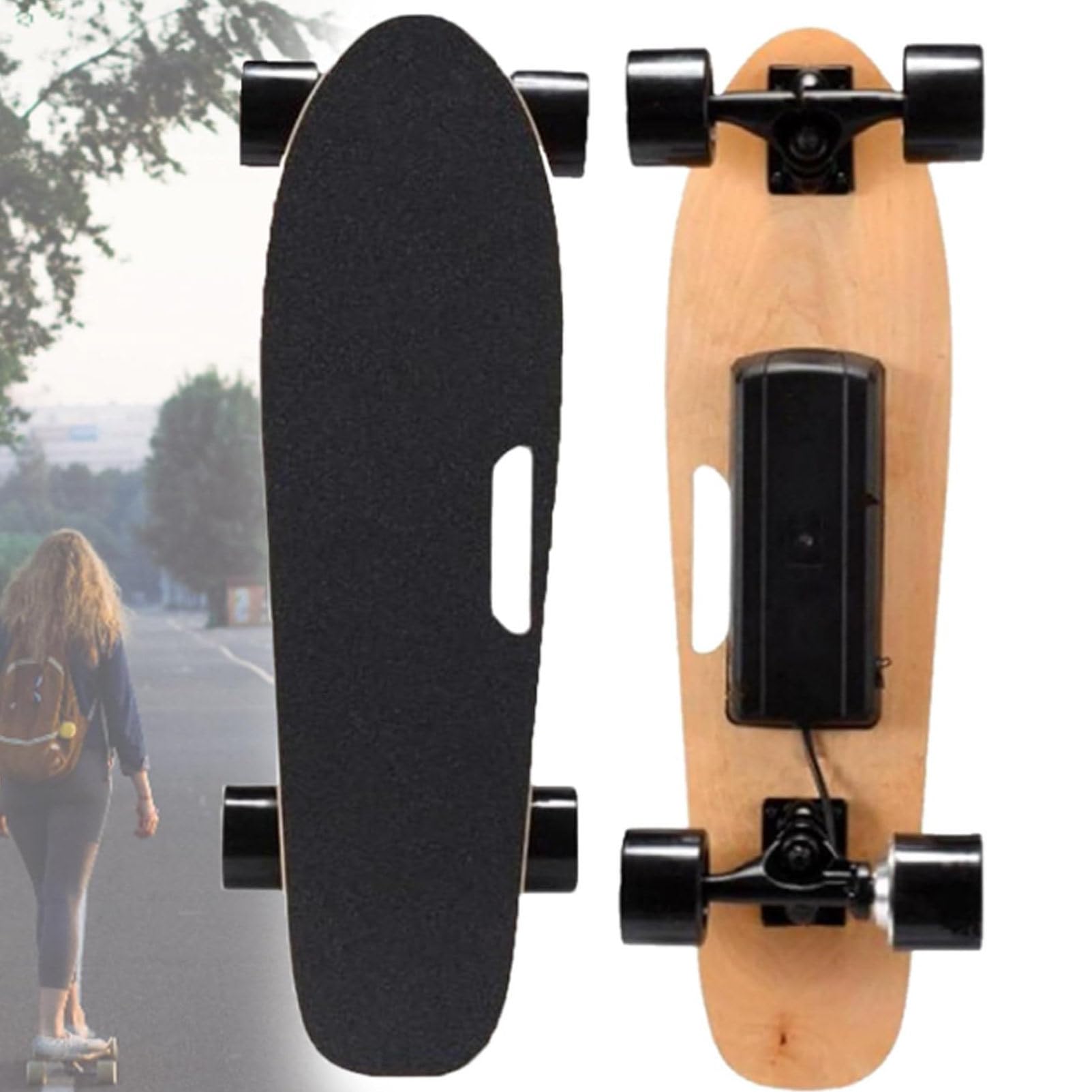 Planche à roulettes électrique Longboard avec une vitesse maximale de 22 km/h, moteurs de 350 W, pour adultes et débutants, charge maximale de 150 kg, avec une autonomie de 13 km pour les trajets