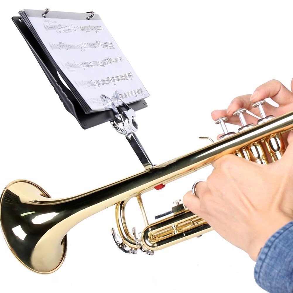 Lyre de fanfare avec 5 feuilles transparentes, support de partition pour instruments en laiton, support en plastique léger à clipser pour défilés et