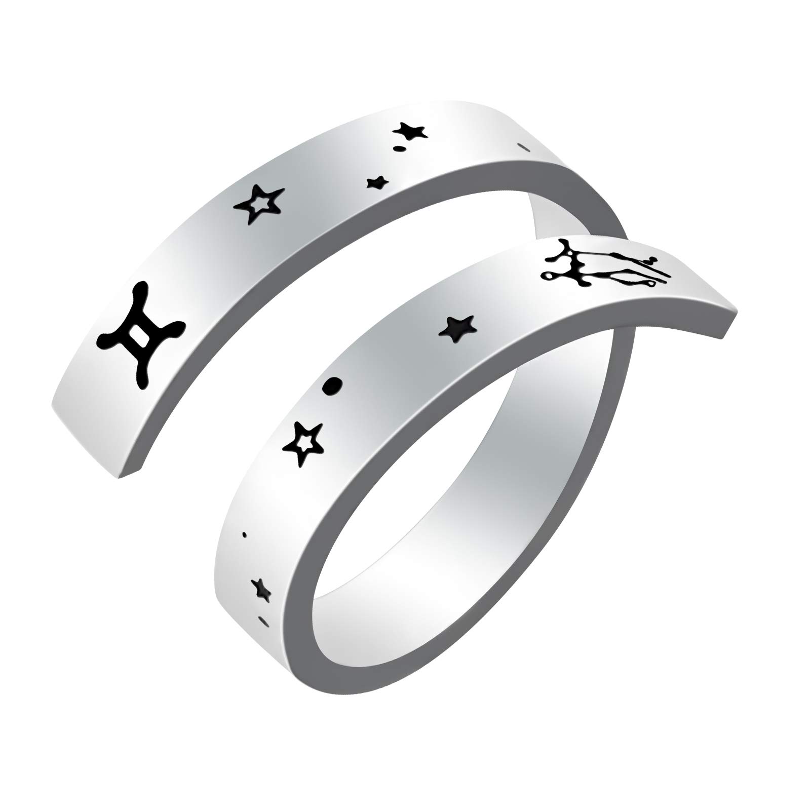 Kucheed Anillo del Zodiaco para Mujeres y Hombres, Grabado de Acero Inoxidable,Moda Tamaño de Constelación Anillos Abiertos Ajustables,Horóscopo,Astrología,Declaración,Joyería,Regalo de Cumpleaños