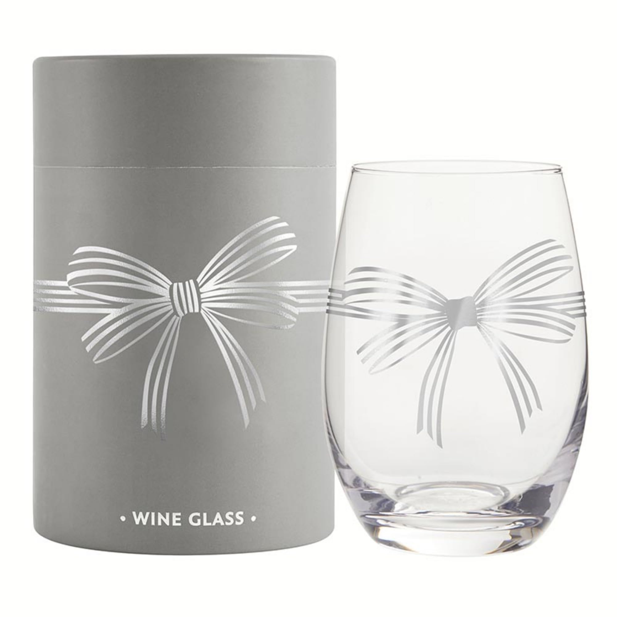Verre à vin haut de gamme 500 ml orné d'un élégant nœud argenté satiné