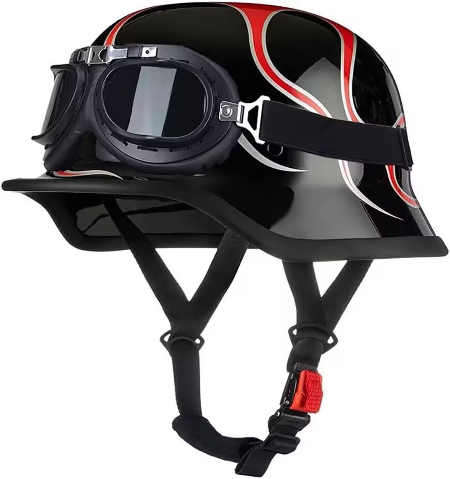 Casque allemand moto ouvert demi casque léger homologué ECE DOT avec lunettes vintage