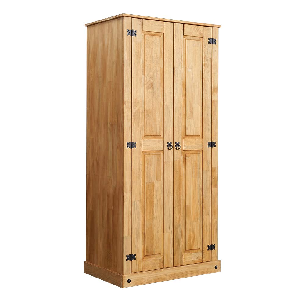 Panana 2 Door Wardrobe Mexican Bedroom Solid Pine Clothes Storage Bedroom Furniture