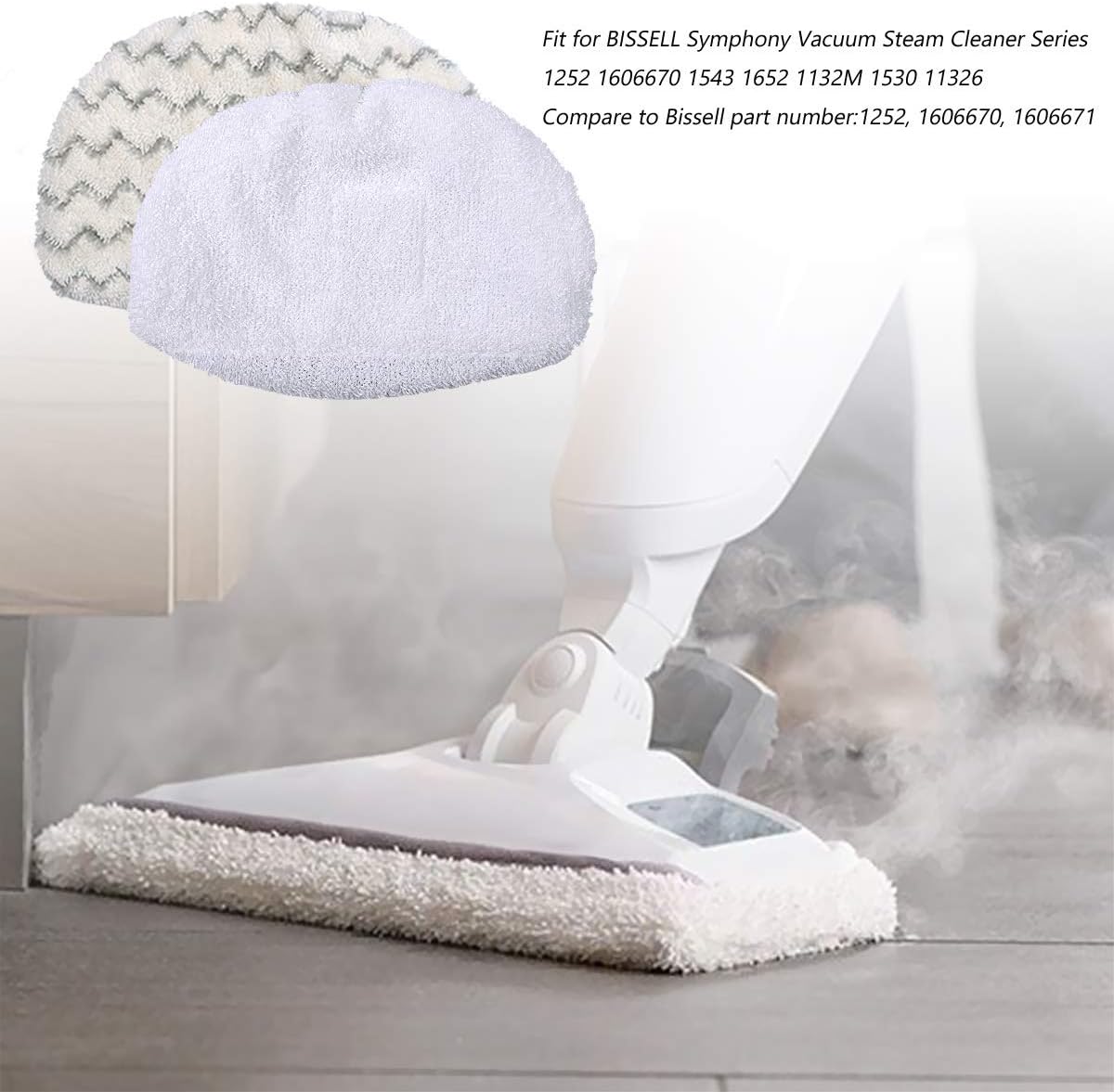 Ximoon 4 Pack Steam Mop Refill Pads for Bissell 1252 1132 1132M 1530 11326 Symphony Hard Floor Vacuum Steam Cleaner Series