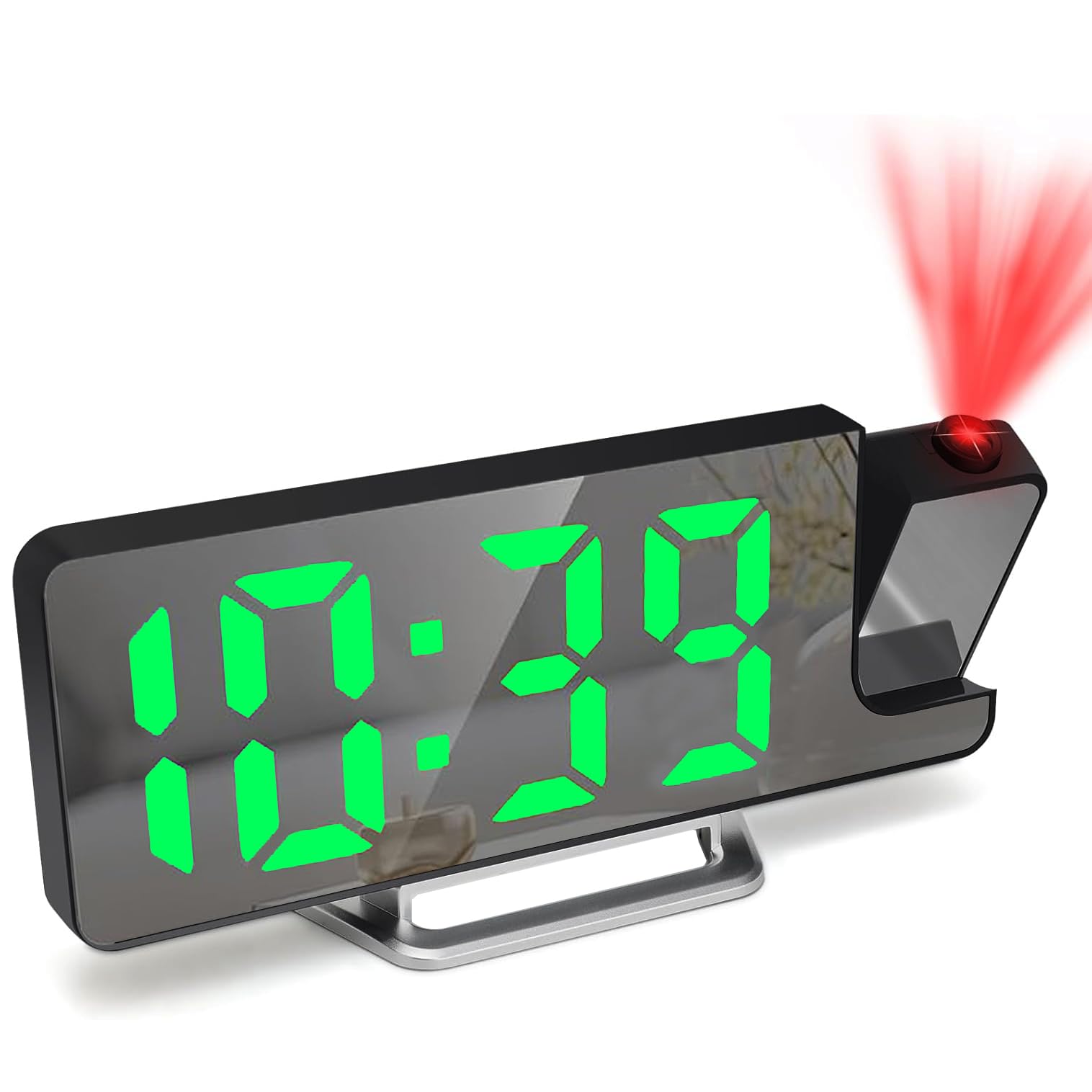 Titifeya LED Projection Alarm Clocks Digital Clock for Bedroom 180° Rotatable Projector Mirror Display Snooze Temperature 12/24H 4-Level Adjustable Brightness Night Mode for Home Office Decor