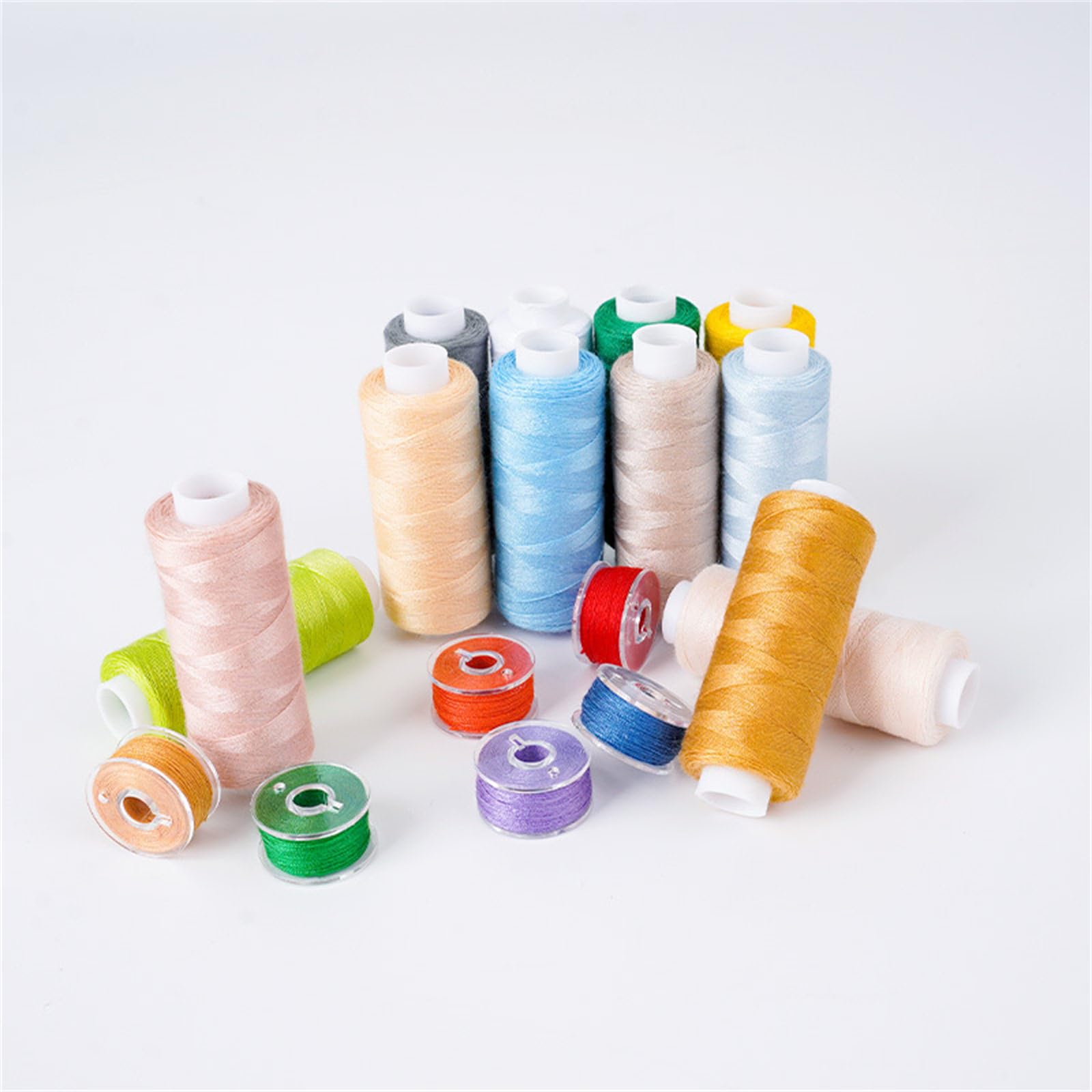 Set di 36 bobine di filo da cucito in poliestere 36 colori preavvolte con scatola per cucire macchina da cucire