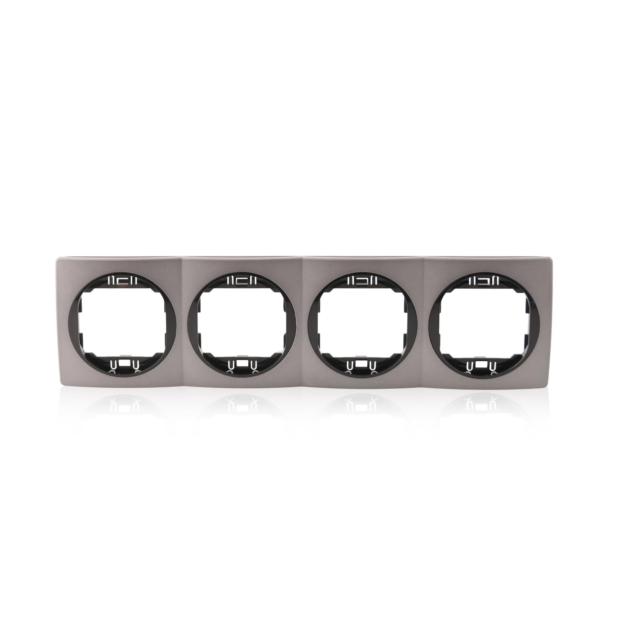 Set di 4 prese dati nero 2 x RJ45 Cat 6 FTP Ø 60 mm & 4 cornici antracite/nero 80 x 293 mm orizzontale