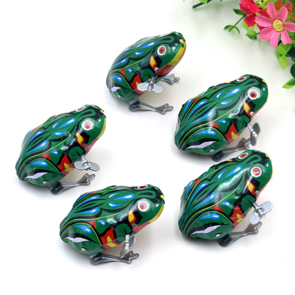 TOYANDONA 4 Pcs Funny Clockwork Wind Up Metal, Retro Vintage Jump Frog Retro Toy Party Favor Tog Gift for Kids Children