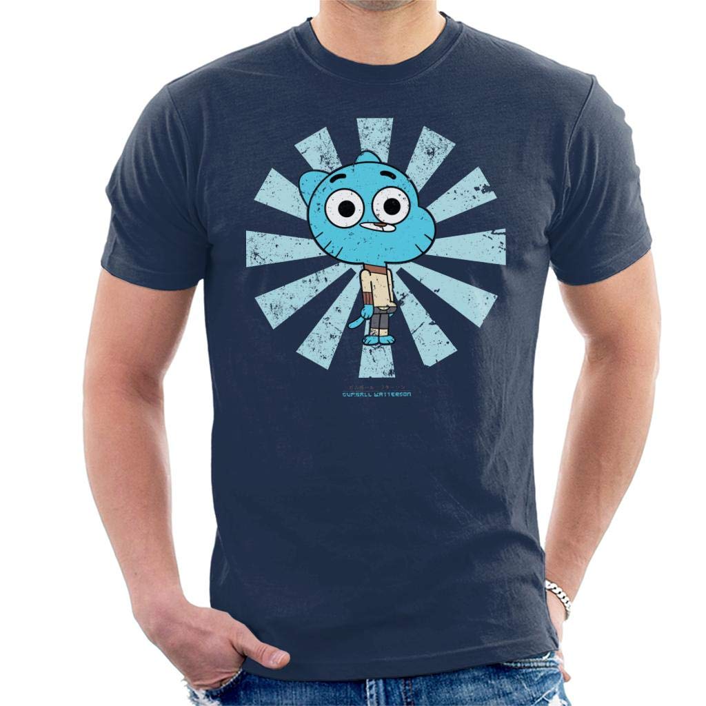 Gumball Watterson Retro Japanese The Amazing World of Gumball Men's T-Shirt Navy Blue