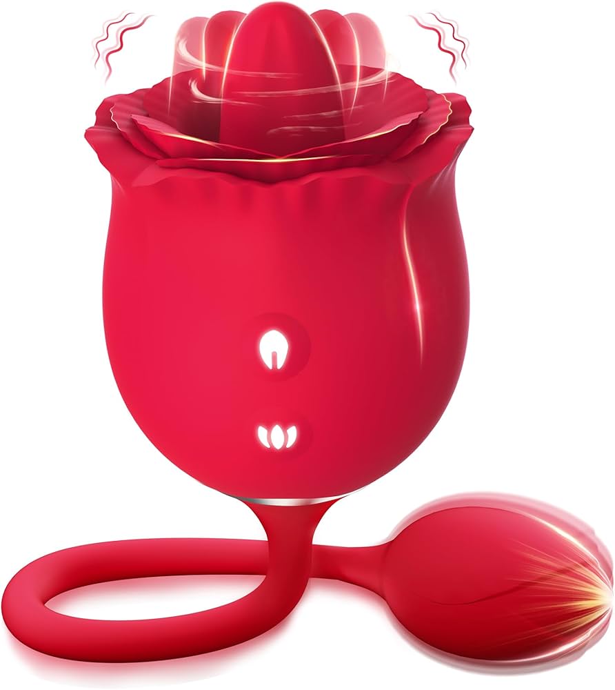 Rose Toy Vibrator for Women - Tongue Licking Vibrator with Vibrating Egg G Spot Rose Vibrator, Clitoral