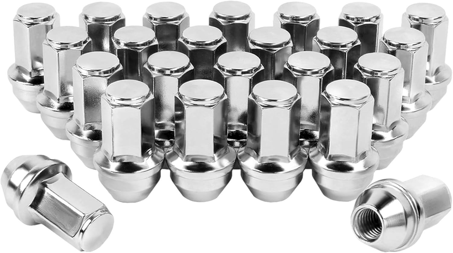 Set of 24 M14x1.5 Lug Nuts Compatible with Silverado Tahoe Suburban Tahoe Sururban Escalade Xt6 Xt5,7/8 Hex 1.77-Inch OEM Factory Style Large Acorn Socket Chrome Wheels Lug Nuts