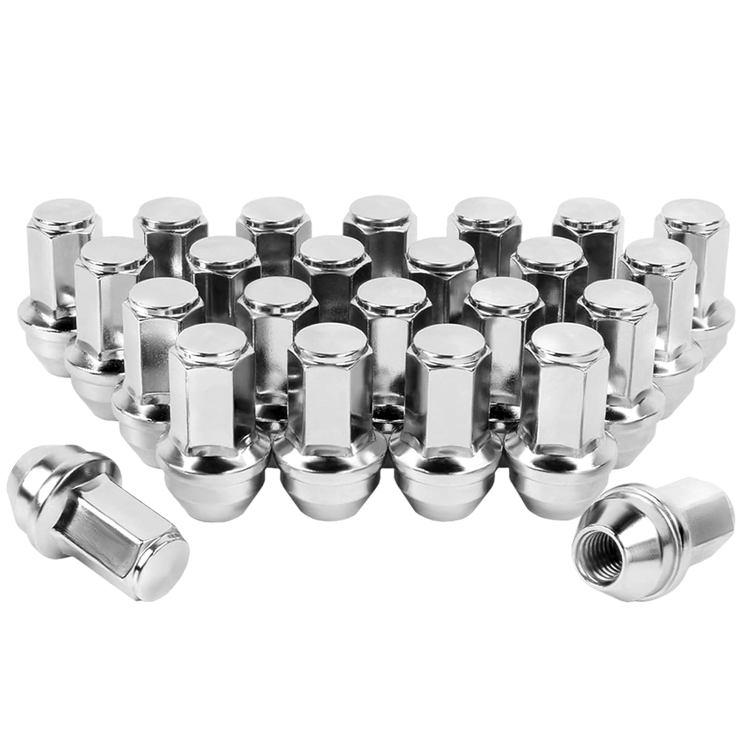 Set of 24 M14x2.0 Lug Nuts OEM Factory Style Large Acorn Seat Lug Nuts for 2003-2014 Expedition/ 2001-2014 F150/ 2003-2014 Navigator Stock Wheels 13/16 Hex Chrome Wheels
