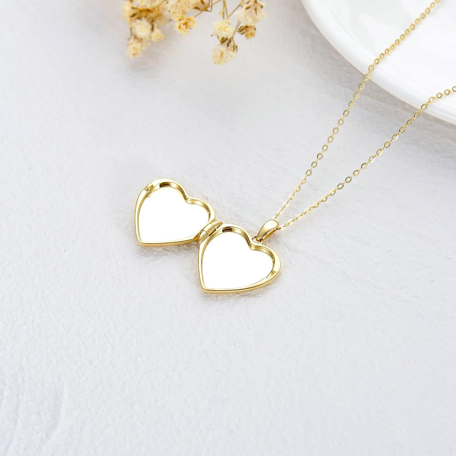 SOULMEET Personalized Silver Locket Necklace That Holds Pictures Photo Keep Someone Near to You, Memorial Custom Lockets Necklaces Letters Engraving for His Her - Image 3