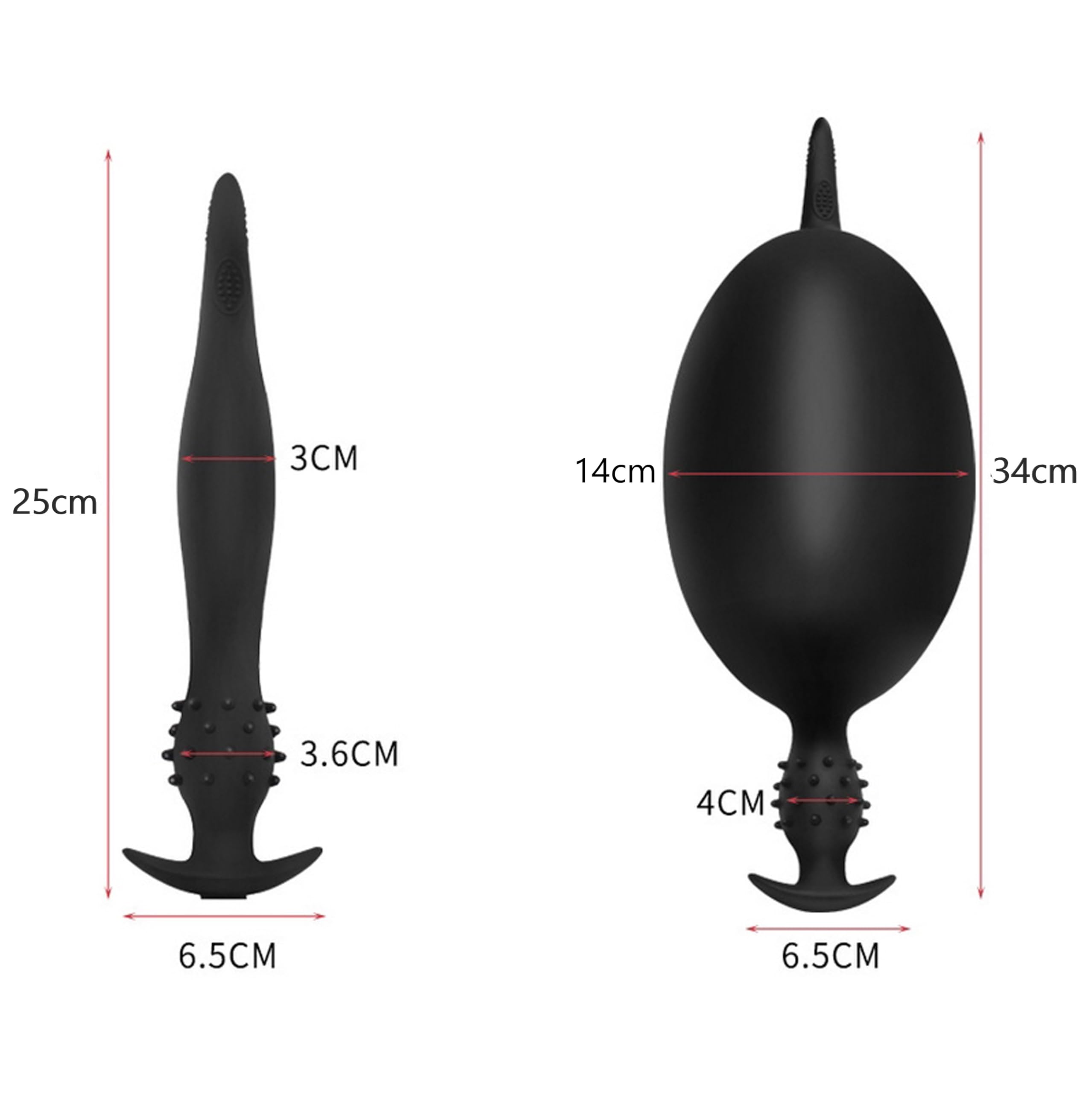 FOPS Plug Anale Gonfiabile per Uomo Donna 25-34cm Divaricatore Anale XL Silicone Nero Sex Toy per Stimolazione Profonda Regolabile D22-12