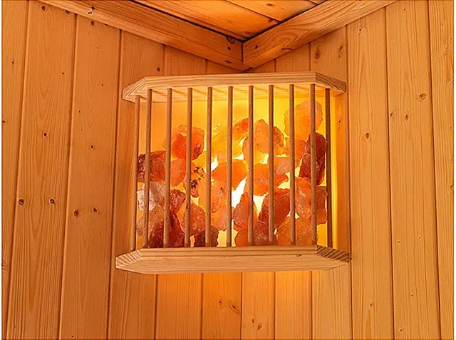 Infraworld Salzkristallleuchte Sauna Lampe mit rosa Salzsteinen
