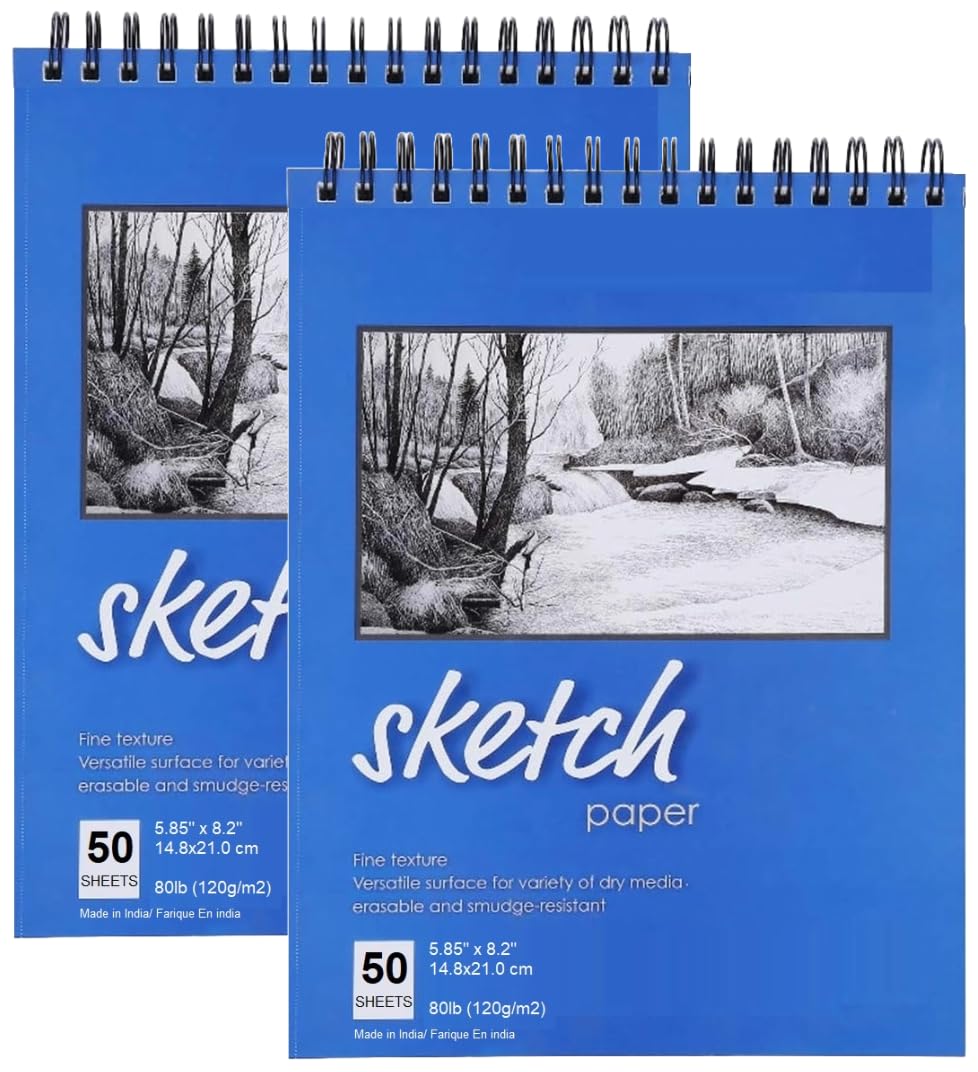 Corslet A5 Sketch Book 50 Sheets 100 Pages Drawing Book Spiral-Bound, Mini Size Art Book Professional-Grade Sheets Sketchbook Compatible with a Range of Art Material (A5, Set of 2) (B0D4F2XL1B) Amazon Price History, Amazon Price Tracker
