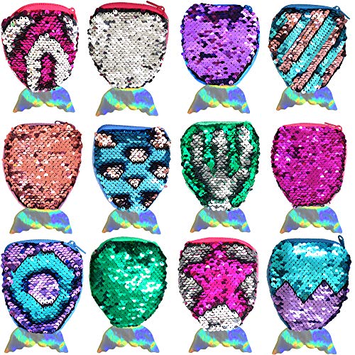 Preisvergleich Produktbild German Trendseller® 6 x Glitzer Kinder Geldbörsen - Meerjungfrauen Flosse Mitgebsel Kindergeburtstag Portmonees Meerjungfrau - Wendepailletten