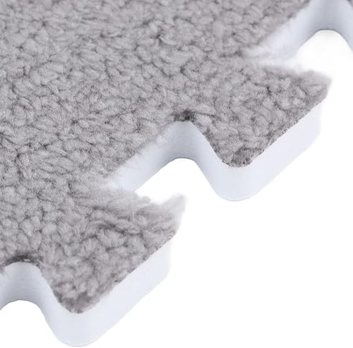 Miniatura 3 de 10Pcs Plush Foam Floor Mat Interlocking Carpet Tiles, Play Mat Floor Tiles Soft Climbing Area Rugs for Home Playroom Decoration (Grey)