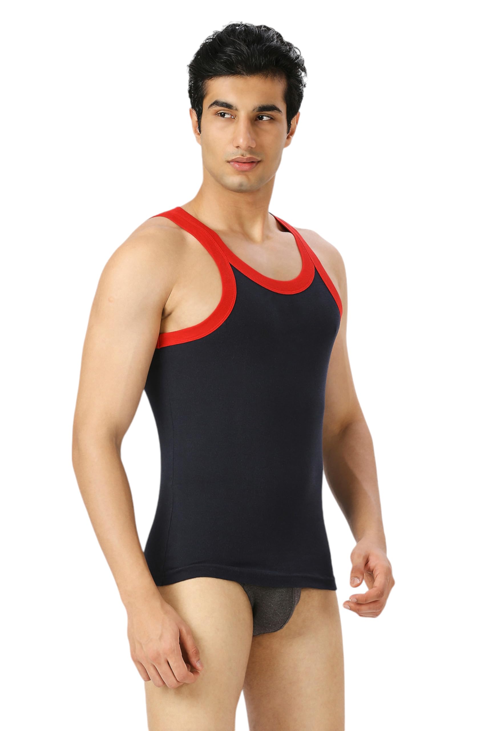 Frenchie® Flex Men's Combed Cotton Rib Gym Vest | Sporty Vest for Men | Stretchable, Breathable Inner Vest | Combo Pack of 2 - Navy (XL) 2