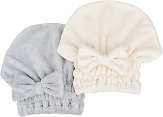 Microfiber Hair Drying Towels Head wrap with Bow-Knot Shower Cap Hair Turban hairWrap Bath Cap for Curly Long & Wet Hair Gift for Women