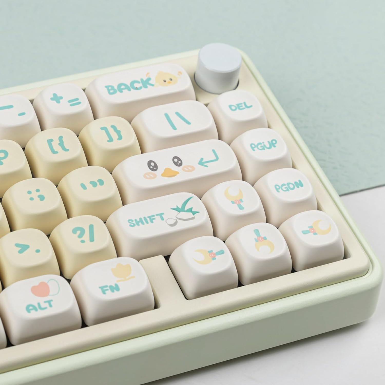 Hyekit PBT Keycaps - 143 Picnic Duck MOA Profile Custom Keycaps for Cherry Gateron MX Switches, Mac Windows PC Keyboard