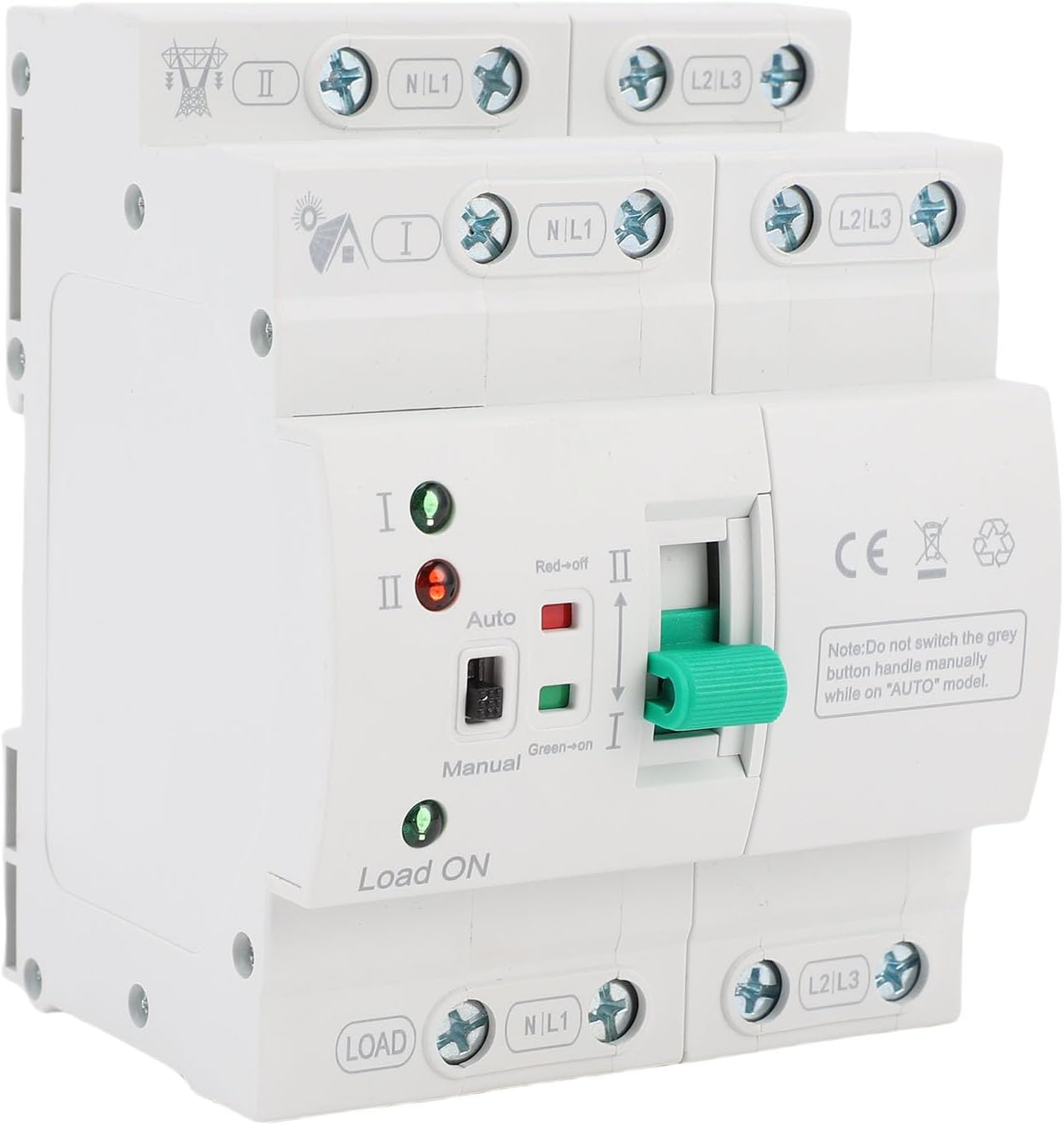 Kikumi Mini ATS Transfer Switch, 4P 80A Automatic Manual Dual Power Selector with DIN Rail Mount for PZ30 Distribution Box, 20ms Switching Time, 50/60Hz