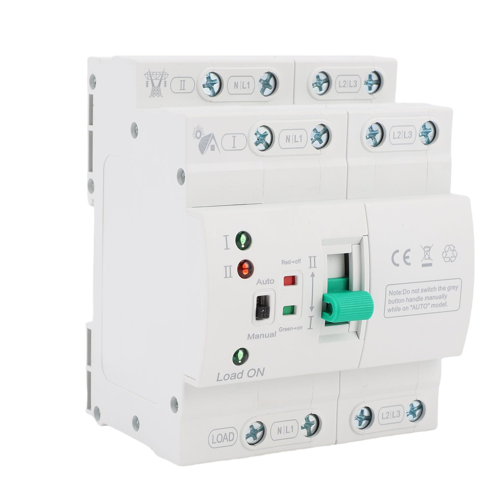 Ejoyous Interruptor de Transferencia Manual Automático Mini ATS, Interruptor Selector de Potencia Dual 4P 80A, Carcasa Retardante de Llama para PC, Transferencia de 20 Ms, Montaje en Riel DIN para