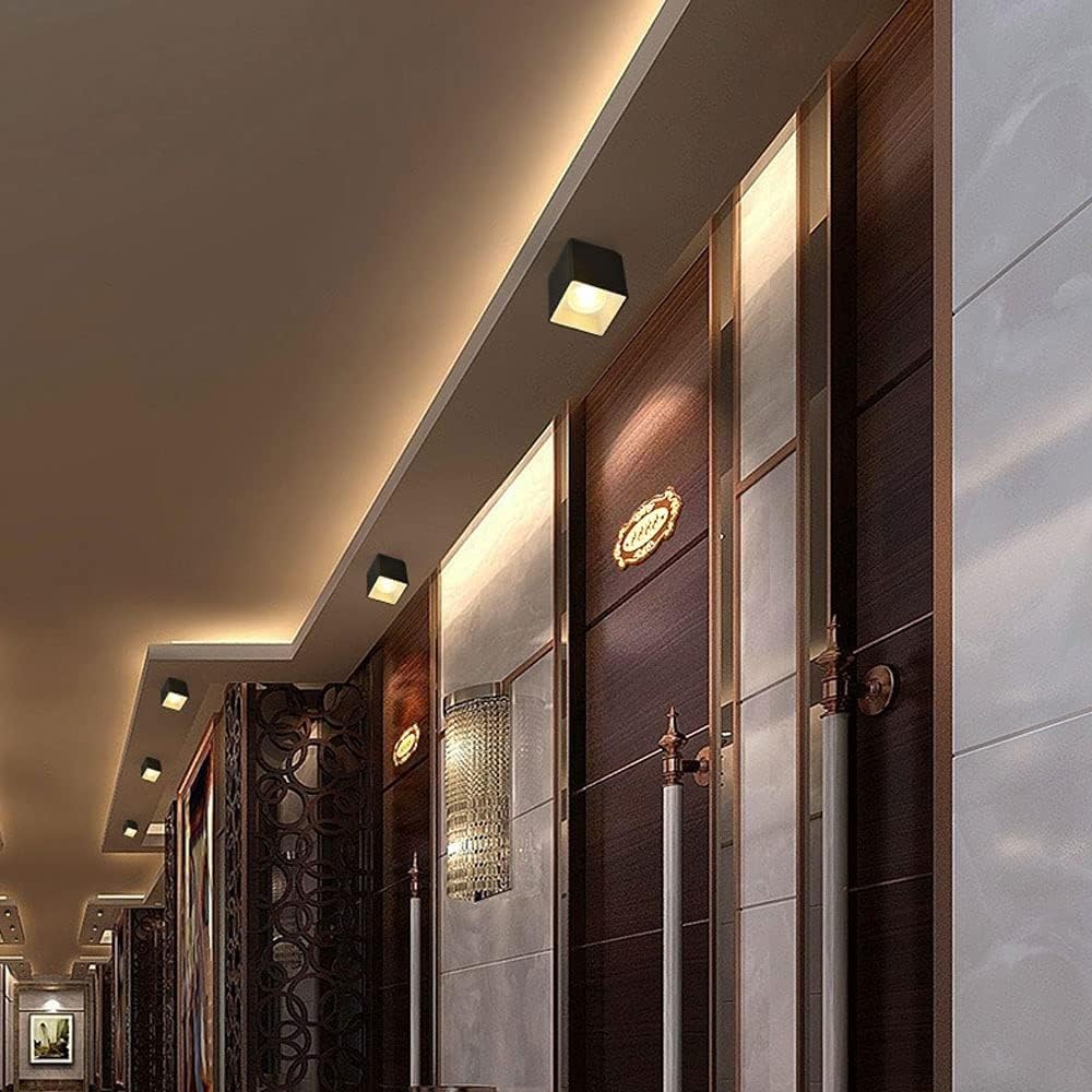 Faretti da soffitto for interni, faretti da soffitto quadrati in alluminio, faretti e lampade d'accento(Black+white-3w)